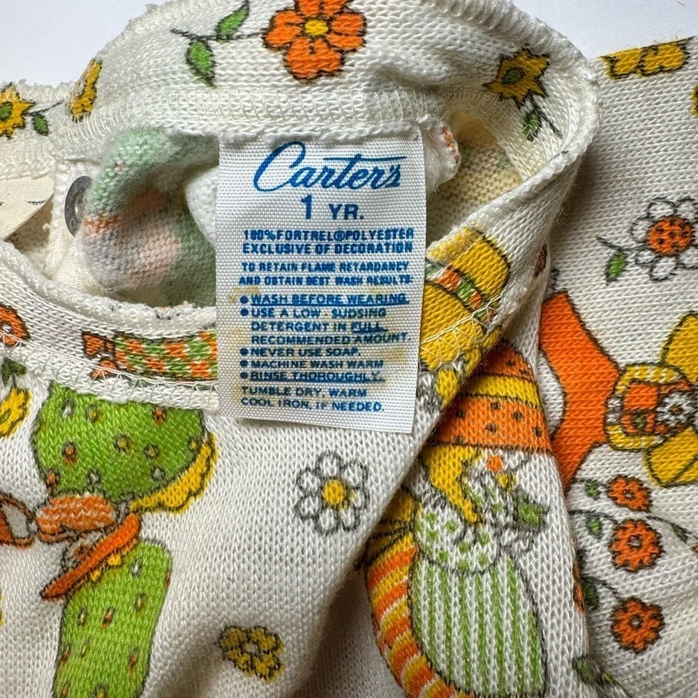 Vintage Carters Two Piece Snapable Footed Playsuit Size 12M